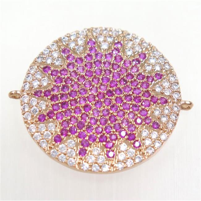 copper sun connector paved zircon, rose gold