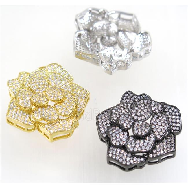copper roseFlower beads paved zircon, mix color
