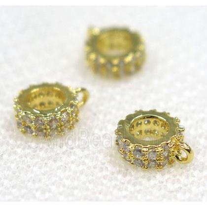 copper hanger bail pave zircon, gold plated