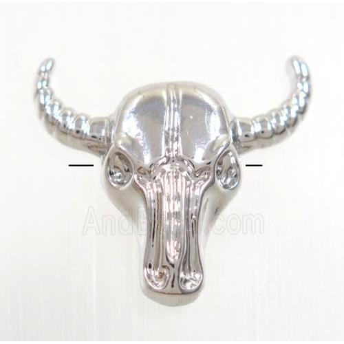 copper bullhead beads, platinum plated