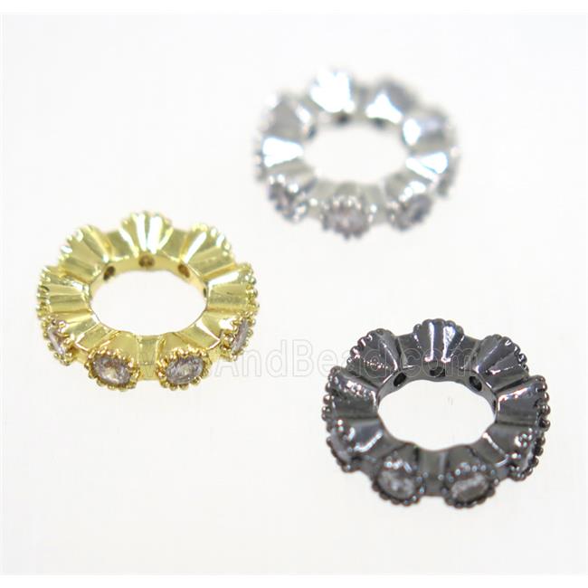 copper rondelle bead paved zircon, mix color