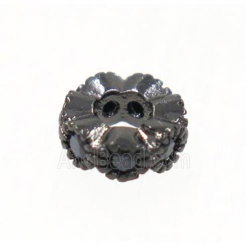 copper rondelle beads paved zircon, black plated