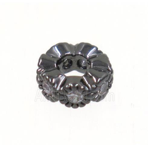 copper rondelle beads paved zircon, black plated
