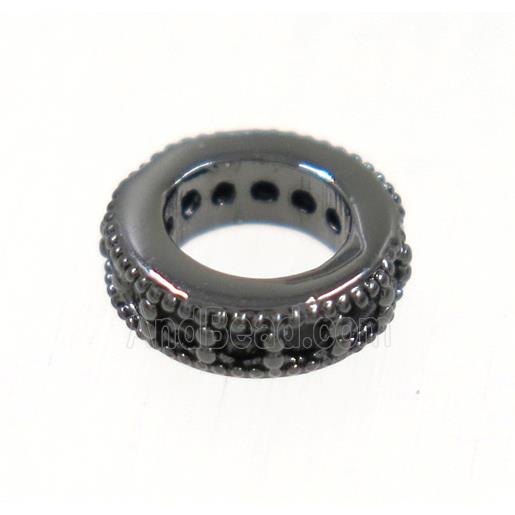 copper rondelle beads paved zircon, black plated
