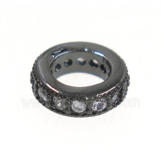 copper rondelle beads paved zircon, black plated