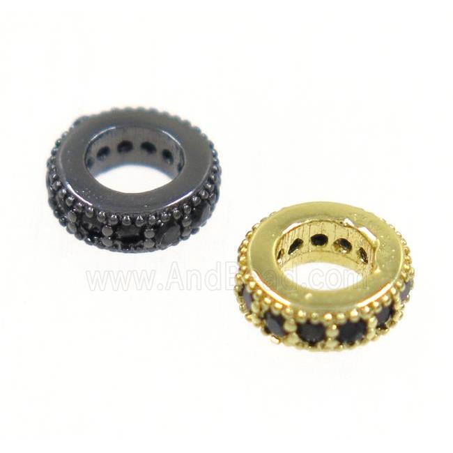 copper rondelle bead paved zircon, mix color