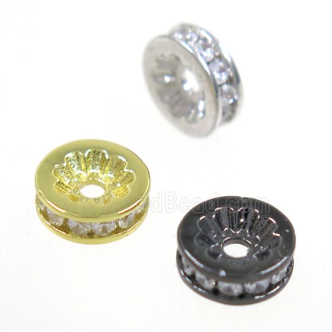 copper heishi spacer beads paved zircon, mix color