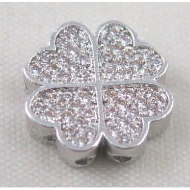 Zircon copper spacer bead, platinum plated