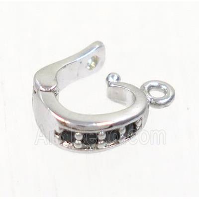 copper clasp paved zircon, platinum plated