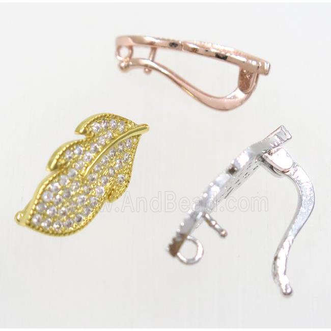 copper leaf clasp paved zircon, mix color