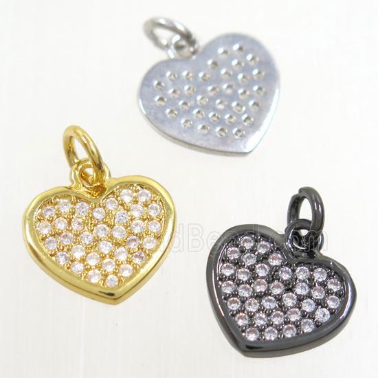 copper heart pendant paved zircon, mix color
