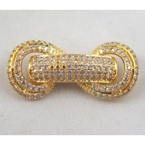 copper clasp paved zircon, gold plated