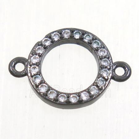 copper circle connector paved zircon, black plated