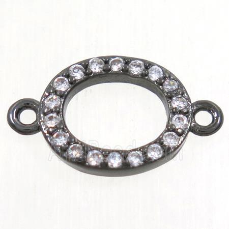 copper oval connector paved zircon, black plated