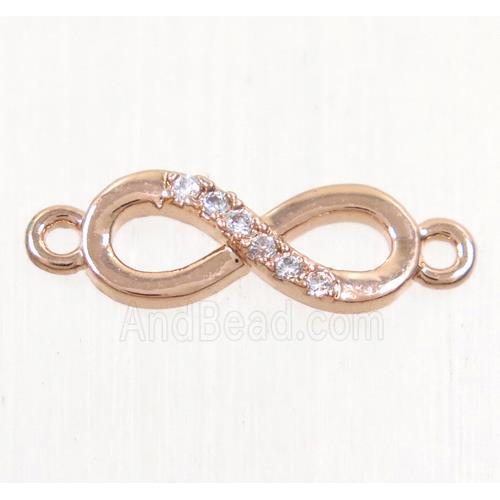 copper infinity connector paved zircon, rose gold