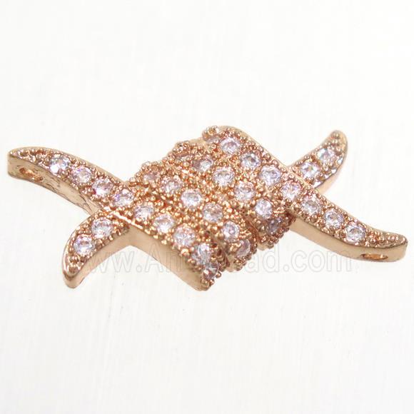 copper connector paved zircon, rose gold