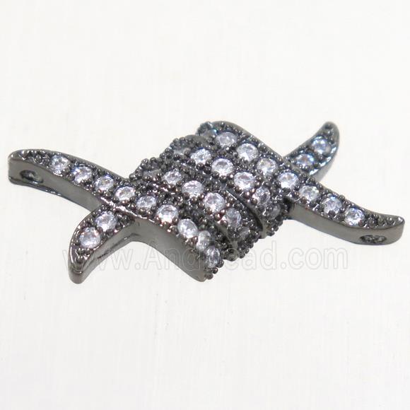 copper connector paved zircon, black plated