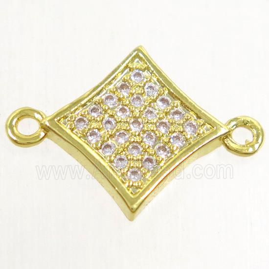 copper star connector paved zircon, gold plated