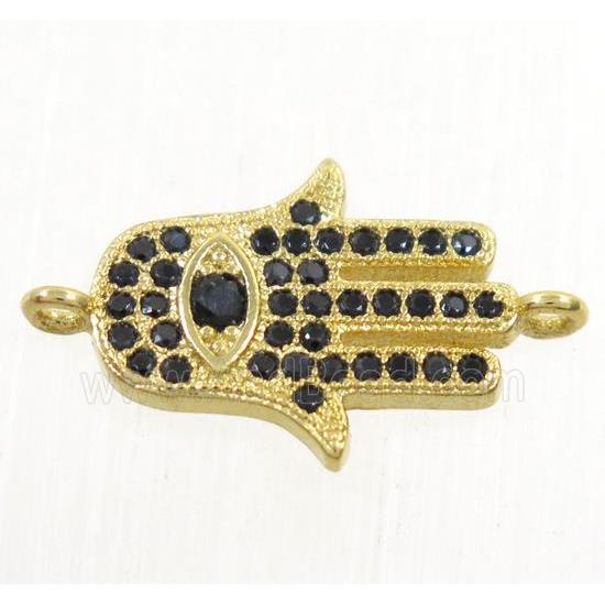 copper hamsahand connector paved zircon, rose gold