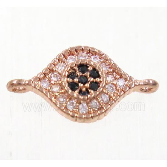 copper eye connector paved zircon, rose gold
