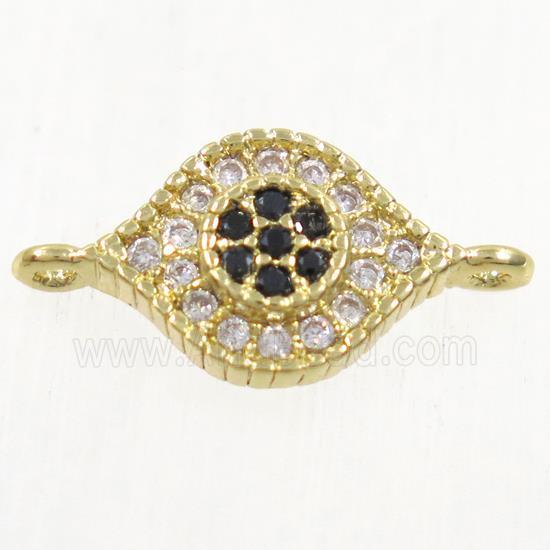 copper eye connector paved zircon, gold plated