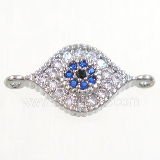 copper eye connector paved zircon, platinum plated
