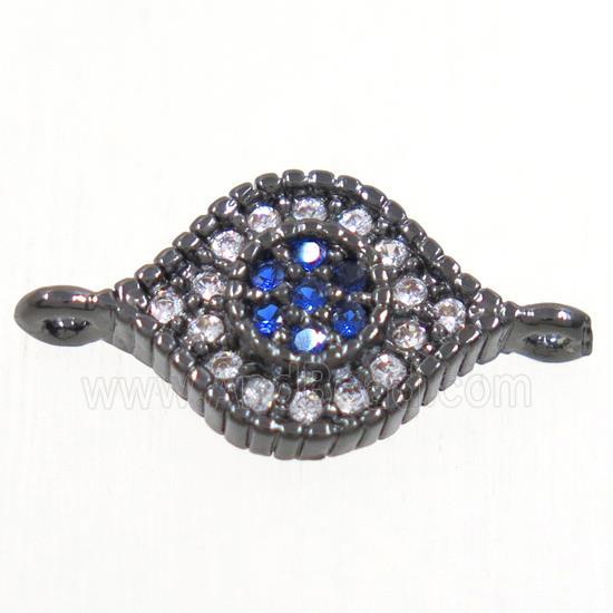 copper eye connector paved zircon, black plated
