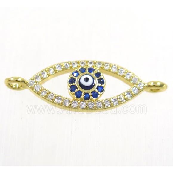copper evil eye connector paved zircon, gold plated