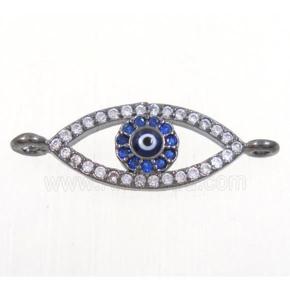 copper evil eye connector paved zircon, black plated