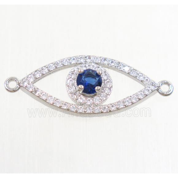 copper eye connector paved zircon, platinum plated