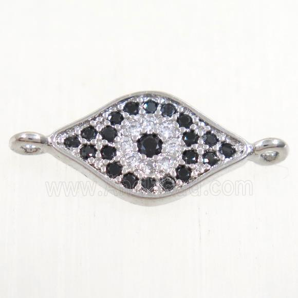 copper eye connector paved zircon, platinum plated