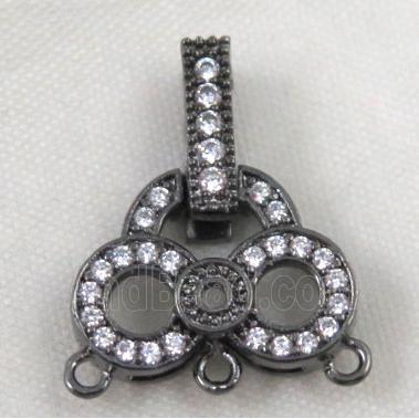 copper pendant paved zircon, black