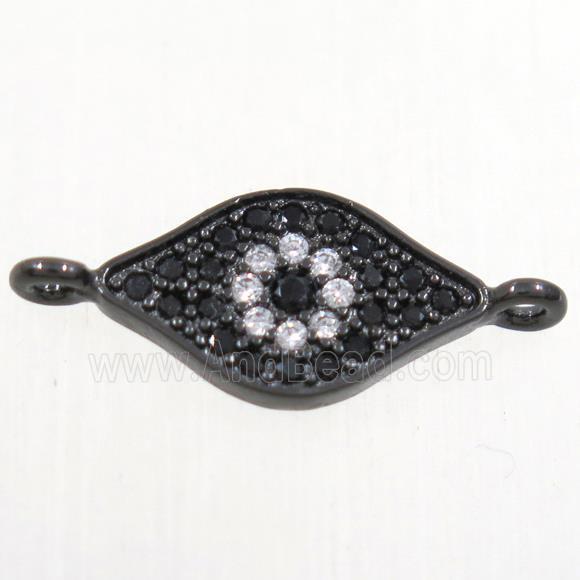 copper eye connector paved zircon, black plated