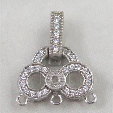 copper pendant paved zircon, platinum plated