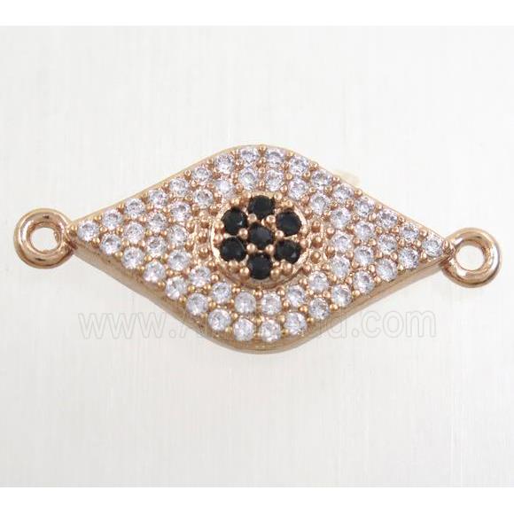 copper eye connector paved zircon, rose gold