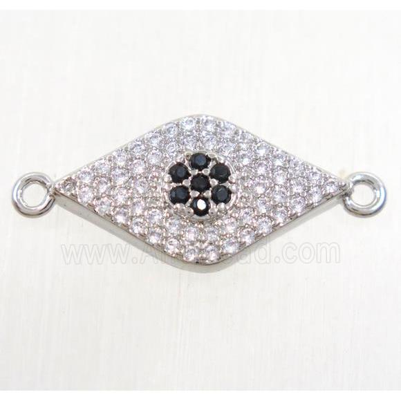 copper eye connector paved zircon, platinum plated