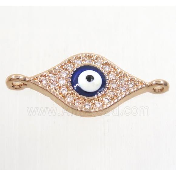 copper evil eye connector paved zircon, rose gold