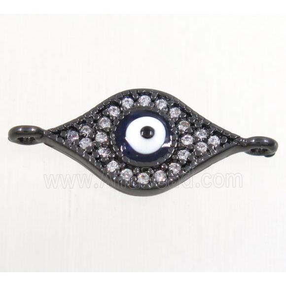 copper evil eye connector paved zircon, black plated