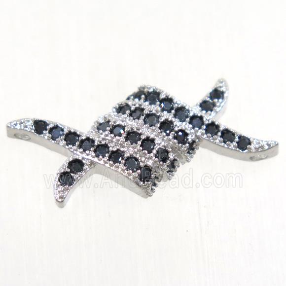 copper connector paved zircon, platinum plated