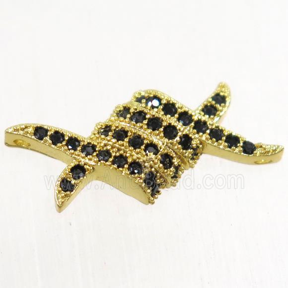 copper connector paved zircon, gold plated