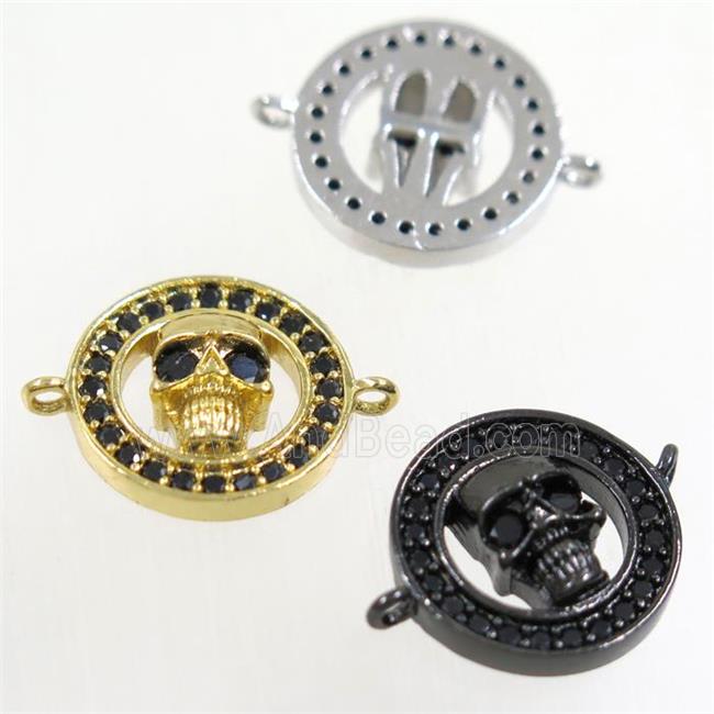 copper skull connector paved zircon, mix color