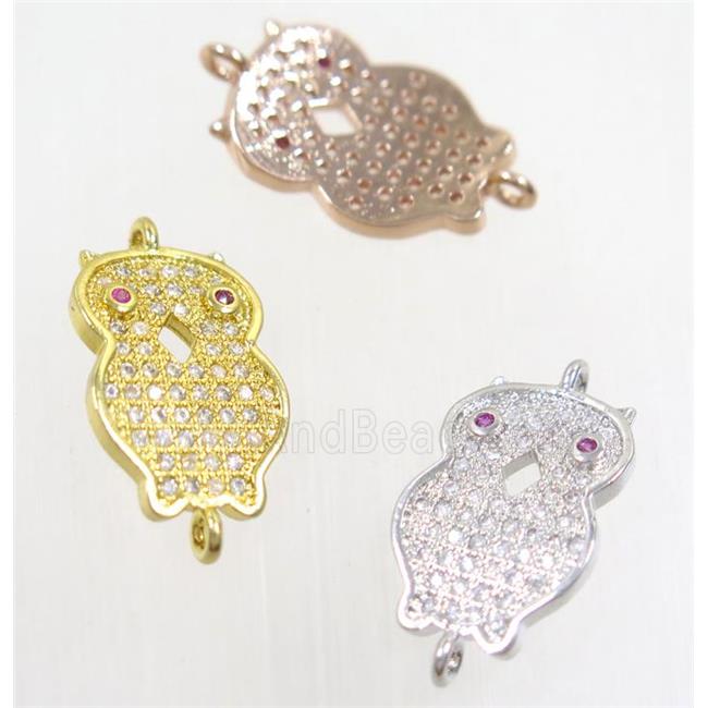 copper owl connector paved zircon, mix color