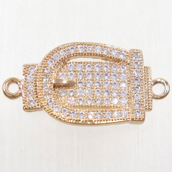 copper buckle connector paved zircon, rose gold