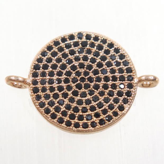 copper circle connector paved zircon, rose gold