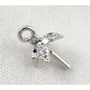 copper pendant paved zircon, platinum plated