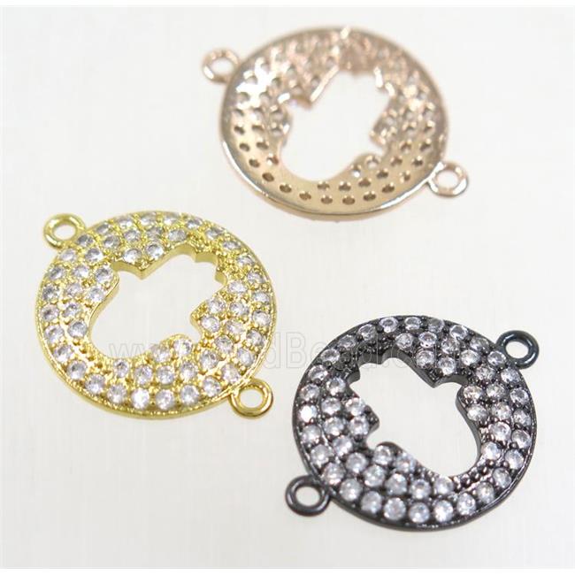 copper hamsahand connector paved zircon, mix color