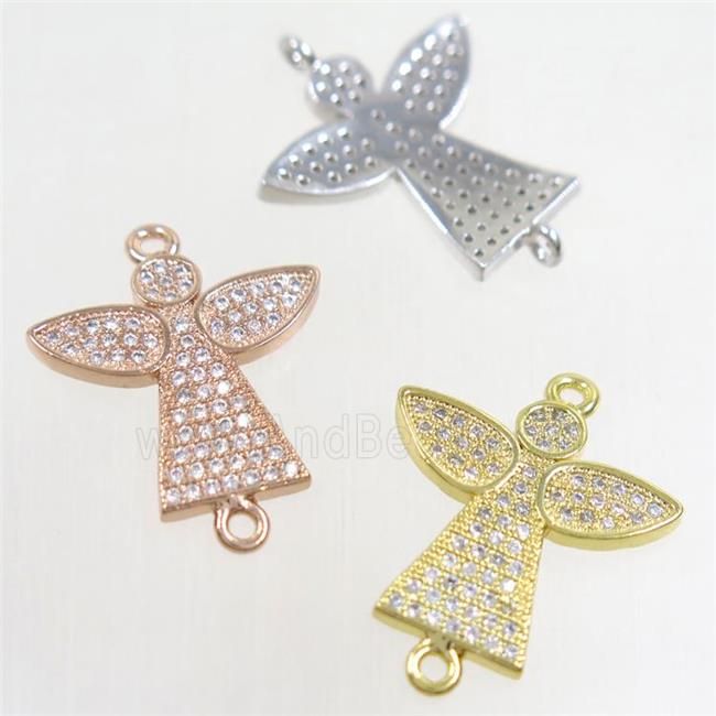 copper angel connector paved zircon, mix color