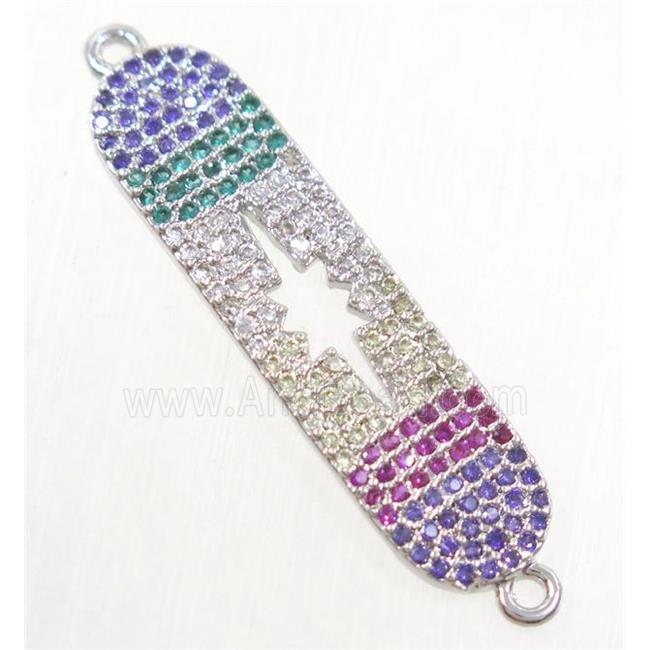 copper connector paved zircon, north star, platinum plated