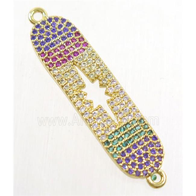copper connector paved zircon, north star, gold plated