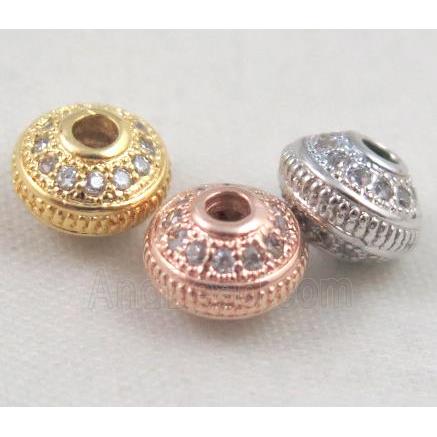 copper spacer bead paved zircon, mixed color